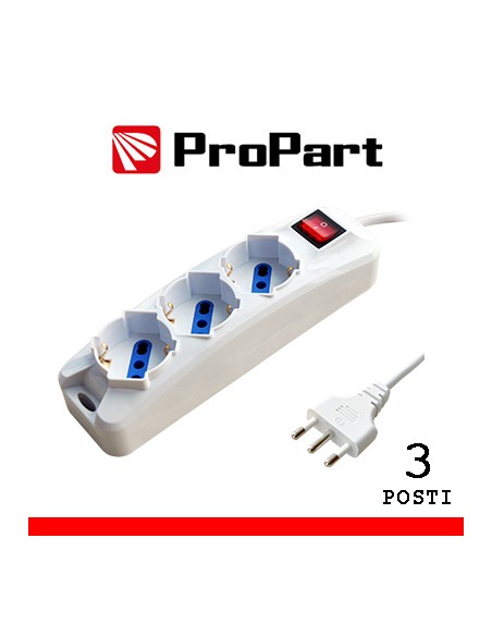 Multipresa 3pos bipasso/schuko spina16A +interr cavo 3M ProPart-El