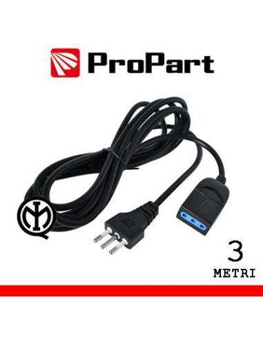 Prolunga lineare 10A 3metri spina10A nera PROPART