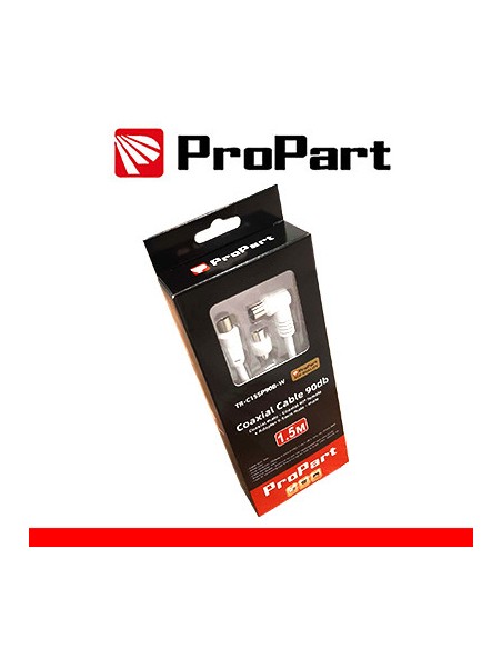 Cavo antenna TV IEC 90db 1.5M SP-PR90° bia+adattat BLISTER PROPART